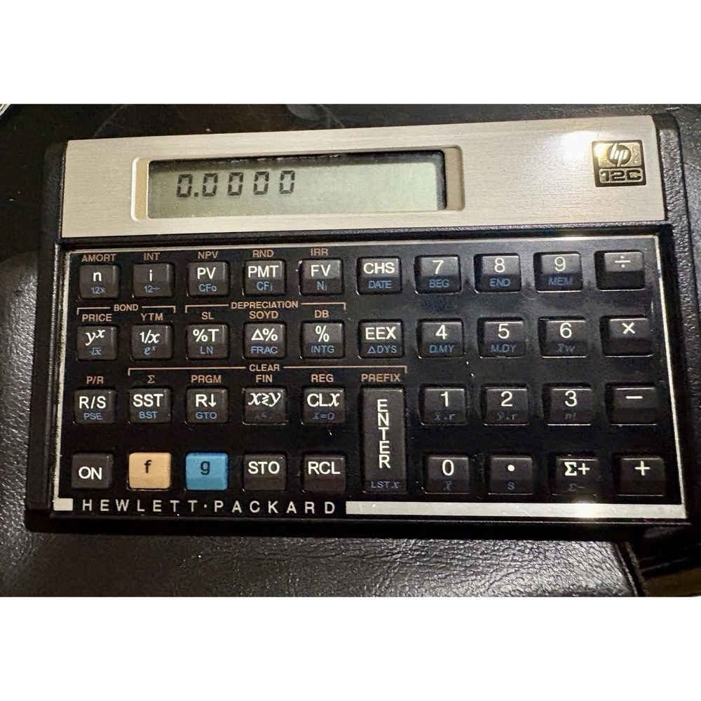 HP 12C Financial Calculator with Original Sleeve Pouch - Tested & Working